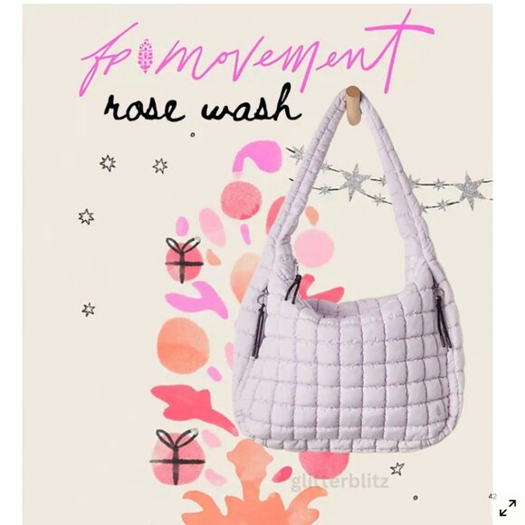 Free People Quilted Carryall ROSE WASH  - PINK VIOLET - NWT - Picture 3 of 10